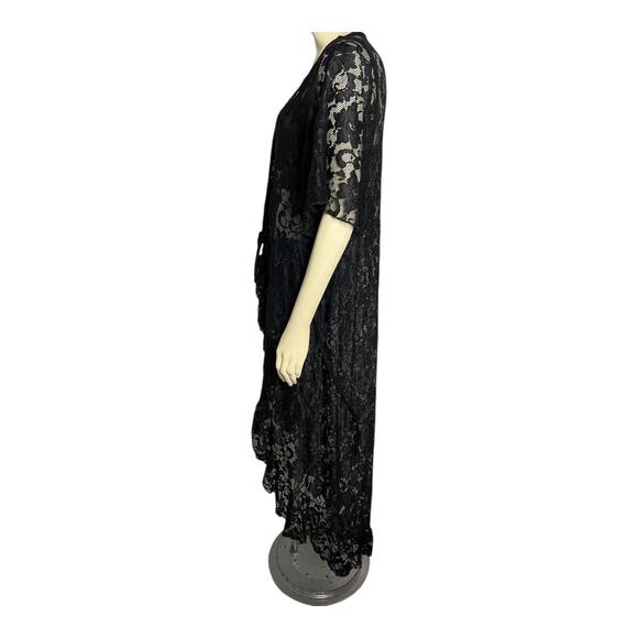 Black Whimsygoth Duster Kimono Lace Vamp Vampire Goth Romantic Tragic - Picture 6 of 7